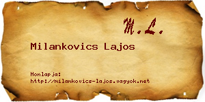 Milankovics Lajos névjegykártya